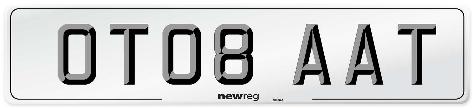 OT08 AAT Number Plate from New Reg
